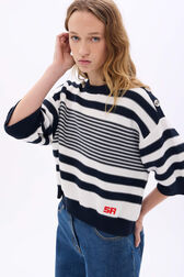Pull en coton à rayures Bleu/blanc vue de détail 1