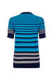 Pull rayé col rond à manches courtes Rayures bleu/silver vue de dos
