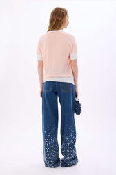 Pull manches courtes épingle Peach vue portée de dos