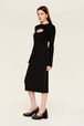Women Two-Tone Long Skirt Black front view