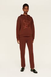 Sweat à capuche jersey de coton femme Chocolat vue de détail 1
