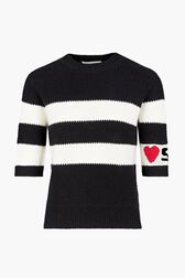 SR Heart Short Sleeve Sailor Sweater Black front view