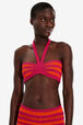 Bandeau rayures ajourées femme Raye fuchsia/corail vue de détail 1