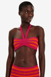 Bandeau rayures ajourées femme Raye fuchsia/corail vue de détail 1