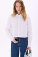 Crop shirt in cotton with long sleeves White details view 1