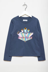 T-shirt manches longues fille Wonder Woman Bleu vue portée de face