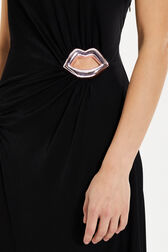 Draped asymmetrical jersey dress Black details view 1