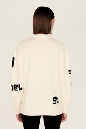 Cardigan grunge laine logo Sonia Rykiel femme Ecru vue portée de dos
