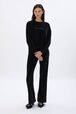 Pantalon coupe flare en velours Noir vue portée de face