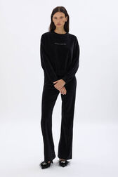 Pantalon coupe flare en velours Noir vue portée de face