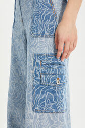 Pantalon cargo en denim zèbre Bleu vue de détail 1