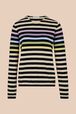 Pull rayé multicolore signature femme Bleu nuit vue de face