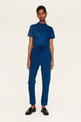 Women Cotton Jersey Jogging Prussian blue details view 1