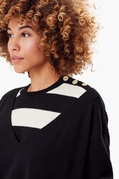 Pull en laine femme Raye noir/ecru vue de détail 1