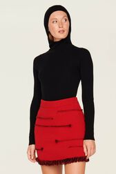 Women Charms Intarsia Wool Mini Skirt Red details view 1