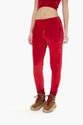 Jogging velours femme Rouge vue portée de face