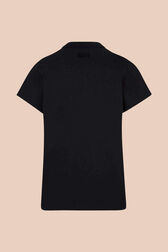 Women Mouth Print T-shirt Black back view