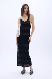 Robe à bretelle en crochet coton ajourée Noir vue portée de face