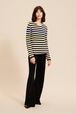 Pull rayé multicolore signature femme Bleu nuit vue portée de face