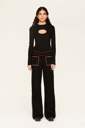 Pantalon double face laine femme Noir vue portée de face