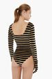 Body velours femme Raye noir/kaki vue portée de dos
