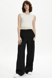 Women Viscose Loose-Fit Trousers Black front worn view