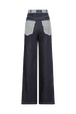 Pantalon en jean taille haute Bleu vue de dos