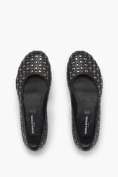 Black Leather Ballerinas With Studs Black details view 2