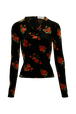 Top manches longues ajusté en jacquard de velours Orange vue de face