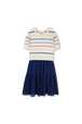 Stripped dress 2 in 1 Blue front view