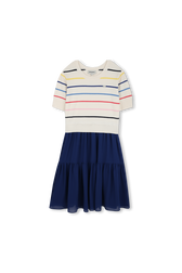 Stripped dress 2 in 1 Blue front view