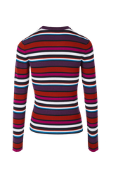 Pull laine côtelée femme Multico raye vue de dos