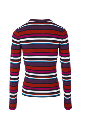 Pull laine côtelée femme Multico raye vue de dos