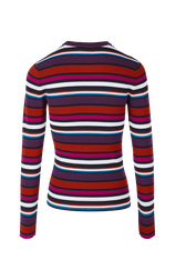 Women Ribbed Wool Sweater Multico striped back view