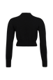 Intarsia Clover Print Cashmere Knit Crew-Neck Sweater Black back view