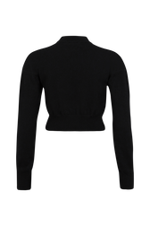 Intarsia Clover Print Cashmere Knit Crew-Neck Sweater Black back view