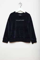 Sweat fille velours Noir vue de face