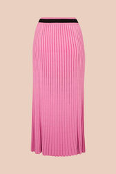 Jupe longue maille côtelée femme Rose vue de face