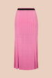 Women Ribbed Knit Long Skirt Pink front view