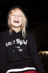 Sweat à capuche fille Noir vue portée de face