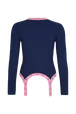 Pull jarretelle à manches longues Navy vue de dos