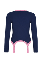 Pull jarretelle à manches longues Navy vue de dos