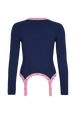 Long-sleeved suspender jumper Navy back view