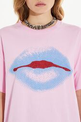 T-shirt col rond manches courtes en jersey de coton Doll pink vue de détail 1