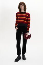 Pull tricoté rayé à col rond à manches longues pour femme, pull d'hiver  décontracté (multicolore : blanc, taille : moyen) : : Mode