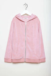 Velvet Girl Zipped Hoodie Pink front view