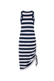 Robe longue col rond à bretelle rayée Raye blanc / bleu vue de dos