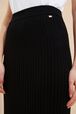 Women Ribbed Knit Long Skirt Black details view 2