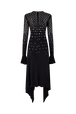 Studded dress in asymmetrical jersey Black back view