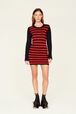 Robe midi rayée Jane Birkin femme Raye noir/rouge vue portée de face